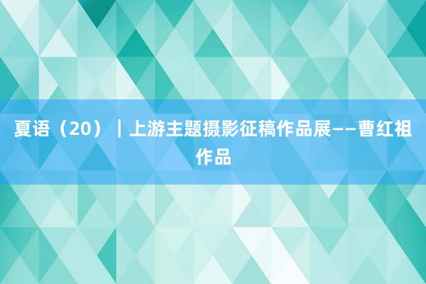夏语（20）｜上游主题摄影征稿作品展——曹红祖作品