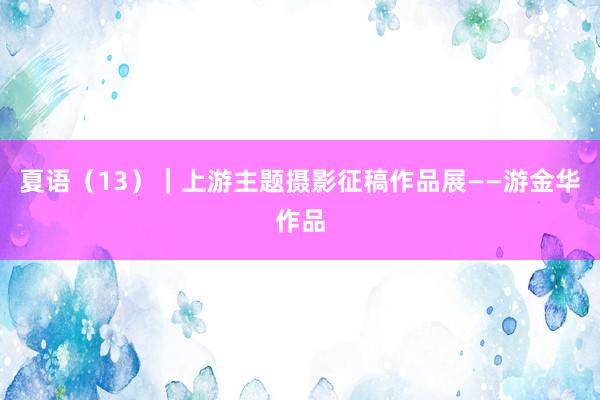 夏语（13）｜上游主题摄影征稿作品展——游金华作品