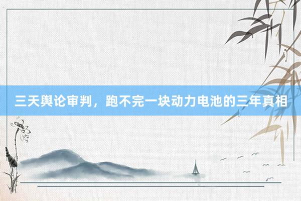 三天舆论审判，跑不完一块动力电池的三年真相
