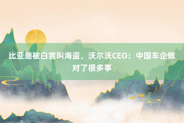 比亚迪被白宫叫海盗，沃尔沃CEO：中国车企做对了很多事