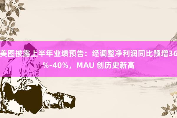 美图披露上半年业绩预告：经调整净利润同比预增36%-40%，MAU 创历史新高