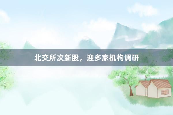北交所次新股,迎多家机构调研