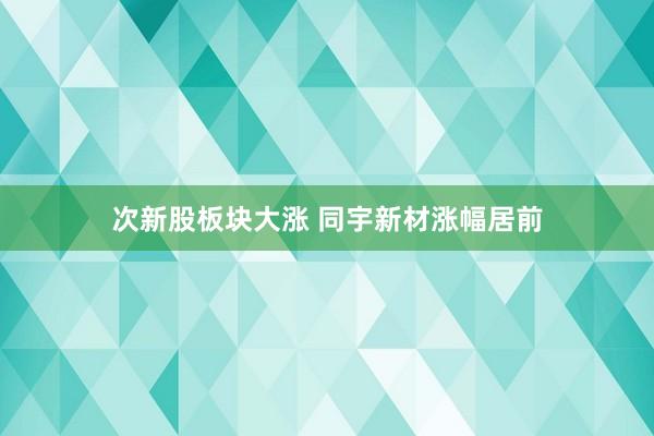 次新股板块大涨 同宇新材涨幅居前