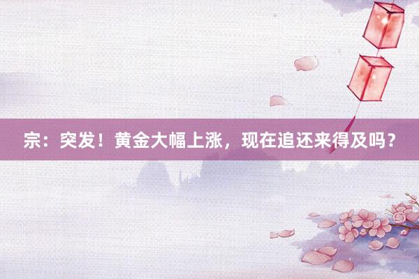 宗：突发！黄金大幅上涨，现在追还来得及吗？