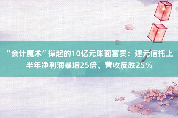 “会计魔术”撑起的10亿元账面富贵：建元信托上半年净利润暴增25倍、营收反跌25％