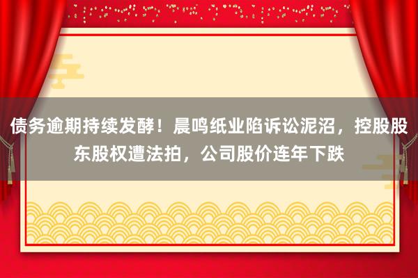 债务逾期持续发酵！晨鸣纸业陷诉讼泥沼，控股股东股权遭法拍，公司股价连年下跌