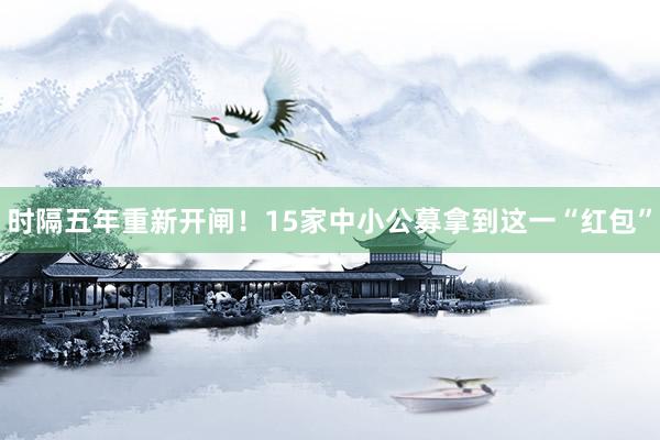 时隔五年重新开闸！15家中小公募拿到这一“红包”