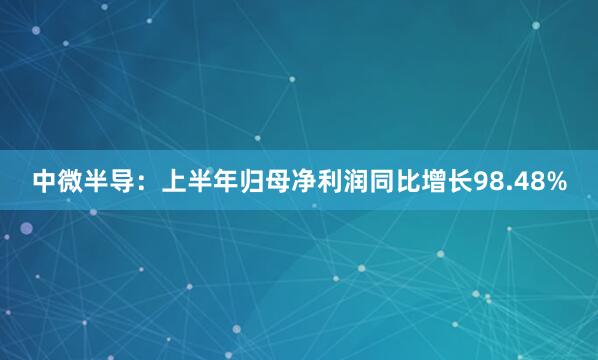 中微半导：上半年归母净利润同比增长98.48%