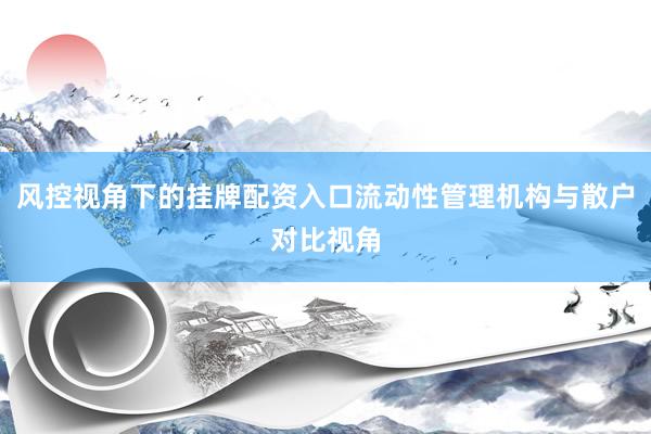 风控视角下的挂牌配资入口流动性管理机构与散户对比视角