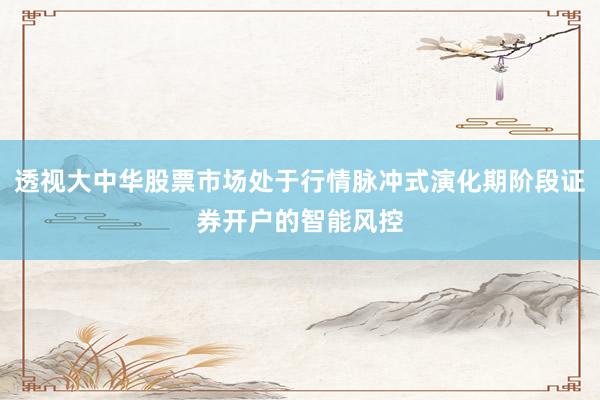 透视大中华股票市场处于行情脉冲式演化期阶段证券开户的智能风控