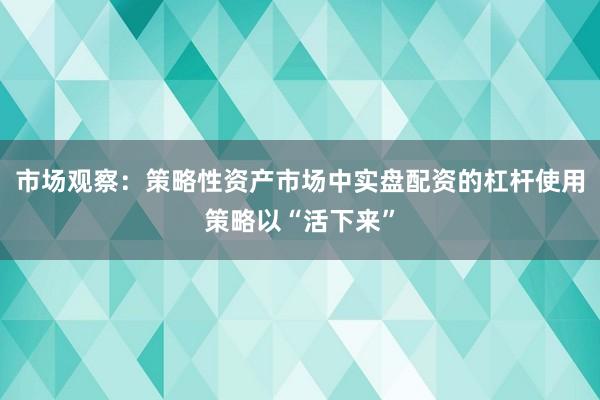 市场观察：策略性资产市场中实盘配资的杠杆使用策略以“活下来”