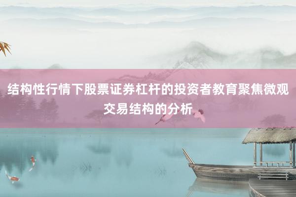 结构性行情下股票证券杠杆的投资者教育聚焦微观交易结构的分析