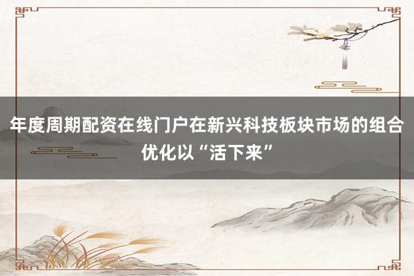 年度周期配资在线门户在新兴科技板块市场的组合优化以“活下来”