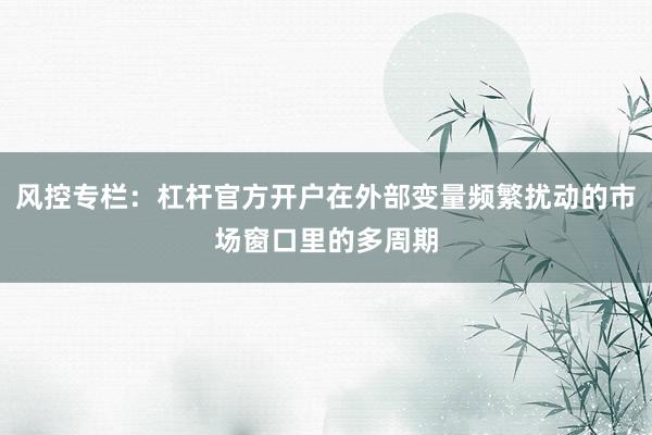 风控专栏：杠杆官方开户在外部变量频繁扰动的市场窗口里的多周期