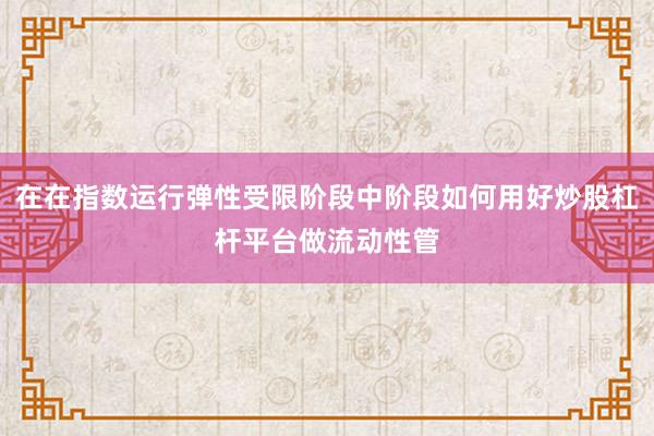 在在指数运行弹性受限阶段中阶段如何用好炒股杠杆平台做流动性管
