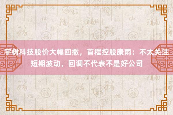 宇树科技股价大幅回撤,首程控股康雨:不太关注短期波动,回调不代表不是好公司