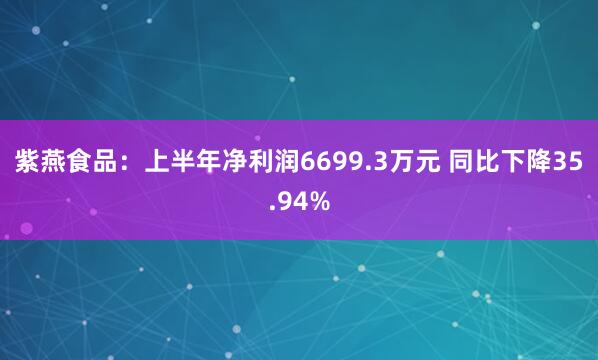 紫燕食品：上半年净利润6699.3万元 同比下降35.94%
