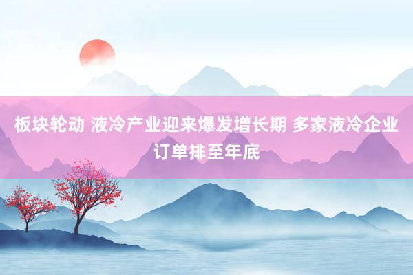 板块轮动 液冷产业迎来爆发增长期 多家液冷企业订单排至年底