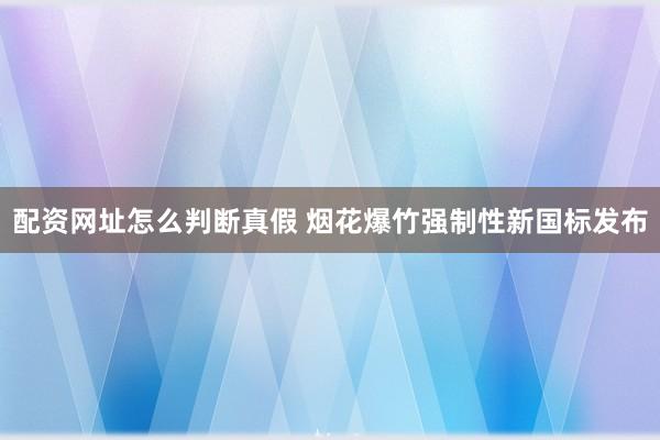 配资网址怎么判断真假 烟花爆竹强制性新国标发布