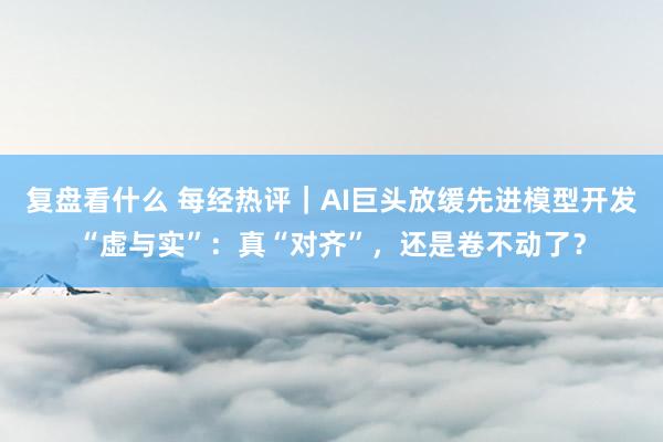 复盘看什么 每经热评｜AI巨头放缓先进模型开发“虚与实”：真“对齐”，还是卷不动了？