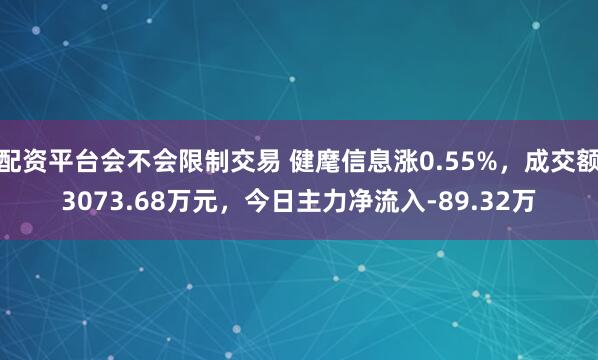 配资平台会不会限制交易 健麾信息涨0.55%，成交额3073.68万元，今日主力净流入-89.32万