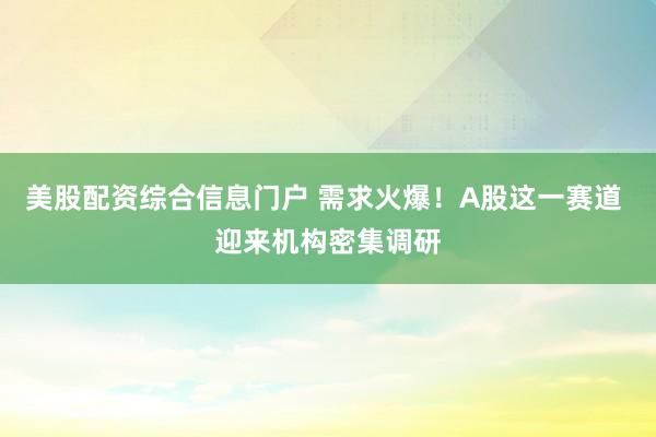 美股配资综合信息门户 需求火爆！A股这一赛道 迎来机构密集调研