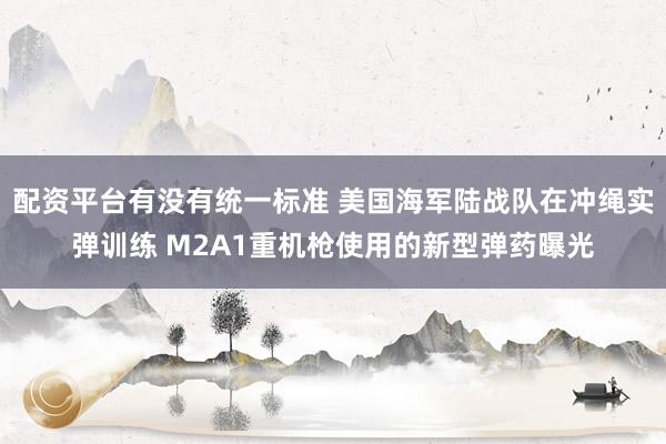 配资平台有没有统一标准 美国海军陆战队在冲绳实弹训练 M2A1重机枪使用的新型弹药曝光