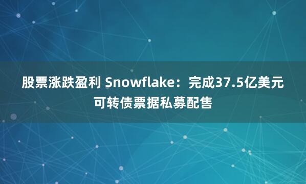 股票涨跌盈利 Snowflake：完成37.5亿美元可转债票据私募配售