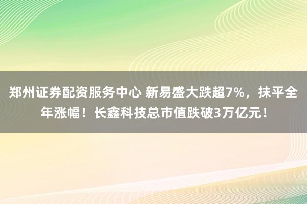 郑州证券配资服务中心 新易盛大跌超7%，抹平全年涨幅！长鑫科技总市值跌破3万亿元！