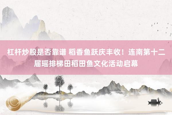 杠杆炒股是否靠谱 稻香鱼跃庆丰收！连南第十二届瑶排梯田稻田鱼文化活动启幕